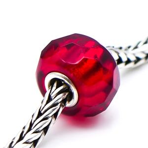 Trollbeads Red Prism Glass Bead - Sterling Silver